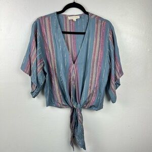 Lovestitch Tie Front V-Neck Blouse Size S